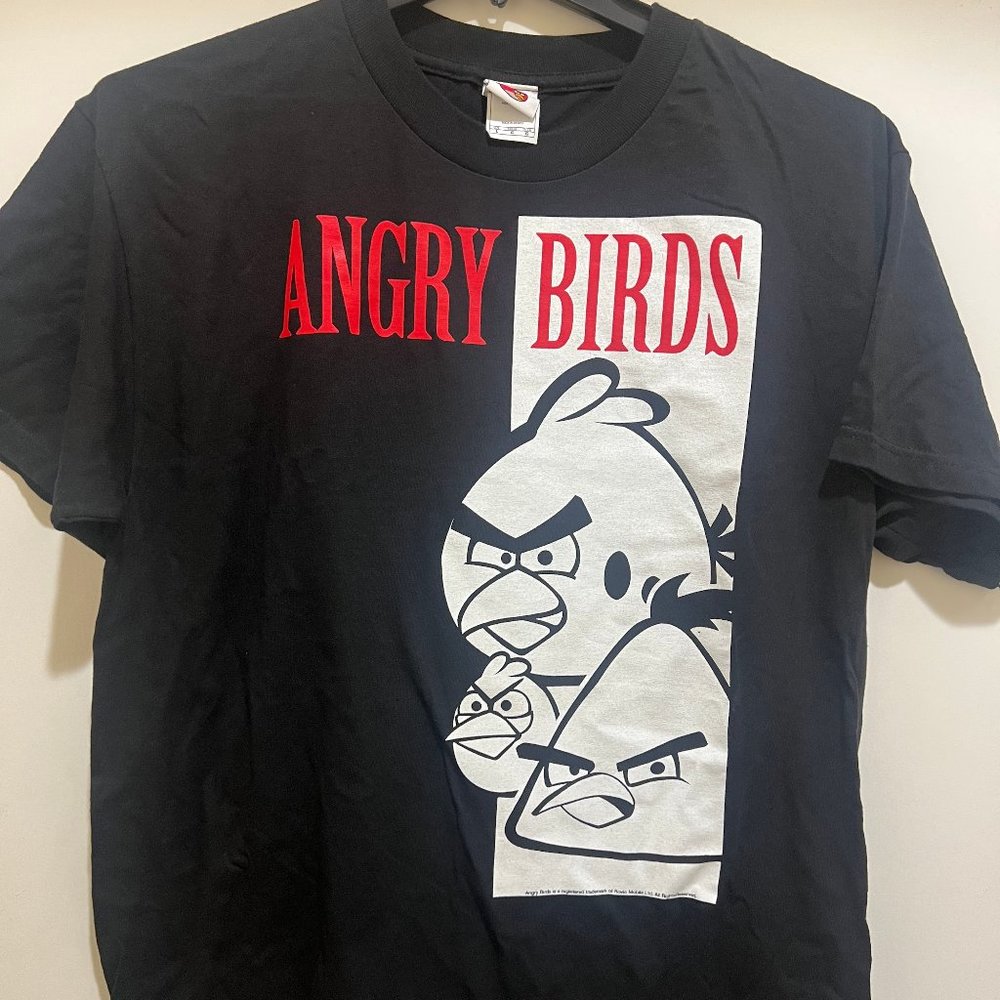Angry Bird Adult T-shirt Black Color - Official Lic - Black/White like Scarface